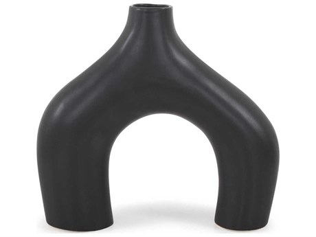 Howard Elliott Beltram Matte Black Footed Vase