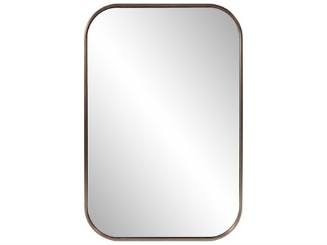 Howard Elliott Milo Brass Rectangular Wall Mirror