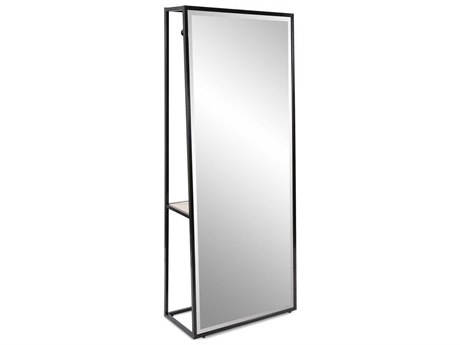 Howard Elliott O'Neill Multi Functional Matte Black Rectangular Floor Mirror