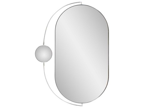 Howard Elliott Janik Polished Silver Oval Wall Mirror