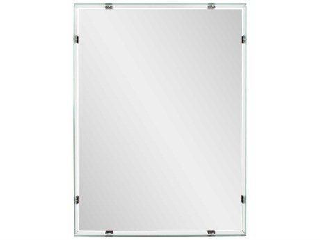 Howard Elliott Vivaldo Glass Silver Rectangular Wall Mirror
