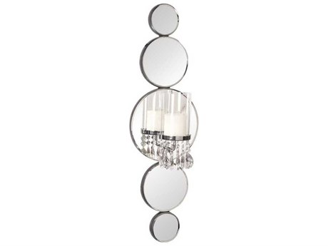Howard Elliott Mirrored Silver Candle Holder