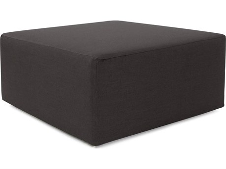 Howard Elliott Outdoor Universal Seascape Charcoal Fabric Cushion Ottoman