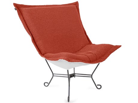 Howard Elliott Outdoor Puff Scroll Alicante Coral Fabric Cushion Lounge Chair