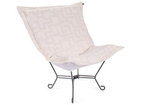 Howard Elliott Outdoor Puff Scroll Syros Natural Fabric Cushion Lounge Chair