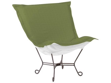 Howard Elliott Outdoor Puff Scroll Seascape Moss Fabric Cushion Lounge Chair