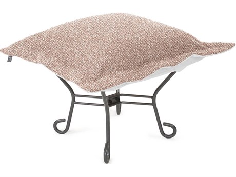 Howard Elliott Outdoor Puff Scroll Alicante Blush Fabric Cushion Ottoman