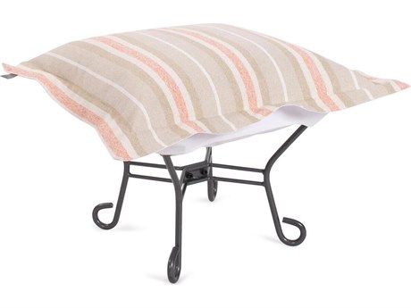 Howard Elliott Outdoor Puff Scroll Dune Terra Fabric Cushion Ottoman