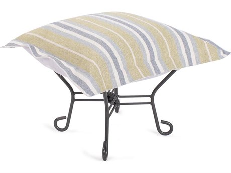 Howard Elliott Outdoor Puff Scroll Dune Moss Fabric Cushion Ottoman