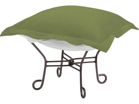 Howard Elliott Outdoor Puff Scroll Seascape Moss Fabric Cushion Ottoman