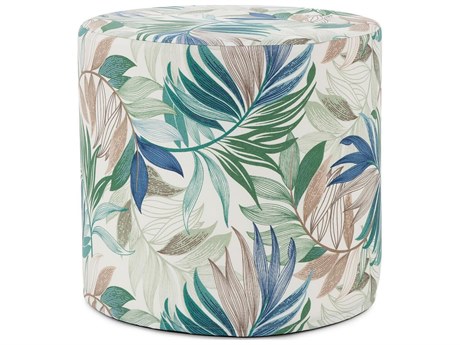 Howard Elliott Outdoor No Tip Fern Indigo Fabric Cushion Ottoman