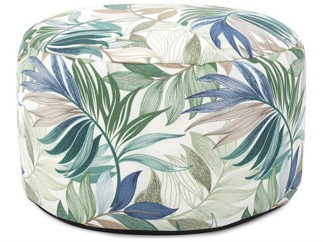 Howard Elliott Outdoor Fern Indigo Fabric Cushion Ottoman