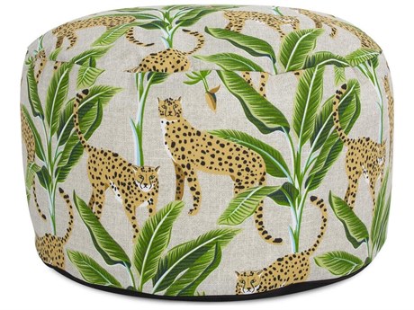 Howard Elliott Outdoor Safari Natural Fabric Cushion Ottoman
