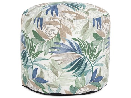 Howard Elliott Outdoor Fern Indigo Fabric Cushion Ottoman
