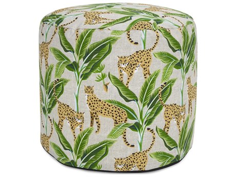Howard Elliott Outdoor Safari Natural Fabric Cushion Ottoman