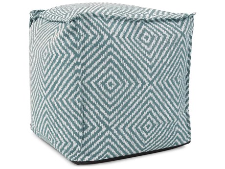 Howard Elliott Outdoor Helm Teal Fabric Cushion Ottoman