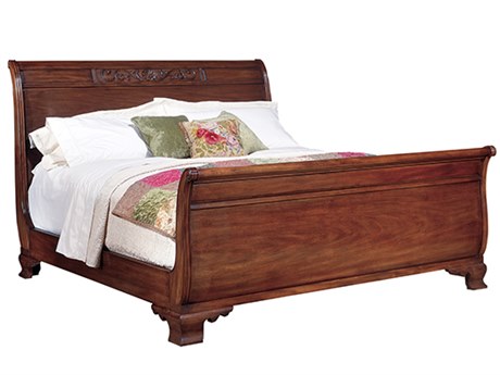 Henkel Harris Brown Mahogany Wood Queen Sleigh Bed