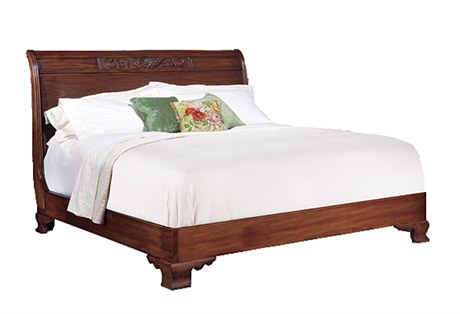 Henkel Harris Brown Mahogany Wood King Sleigh Bed