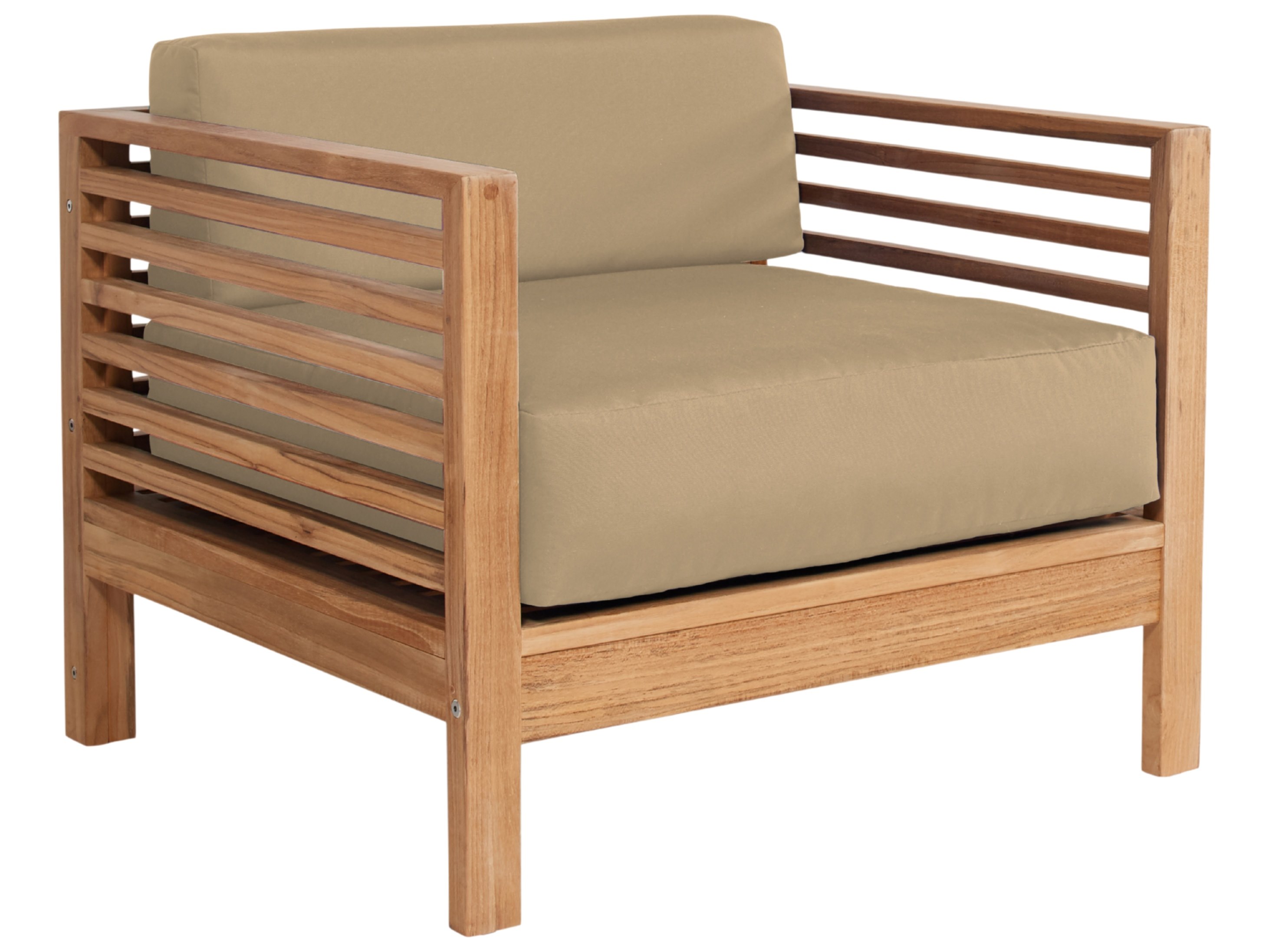 HiTeak Summer Wood Camel Teak Cushion Lounge Chair
