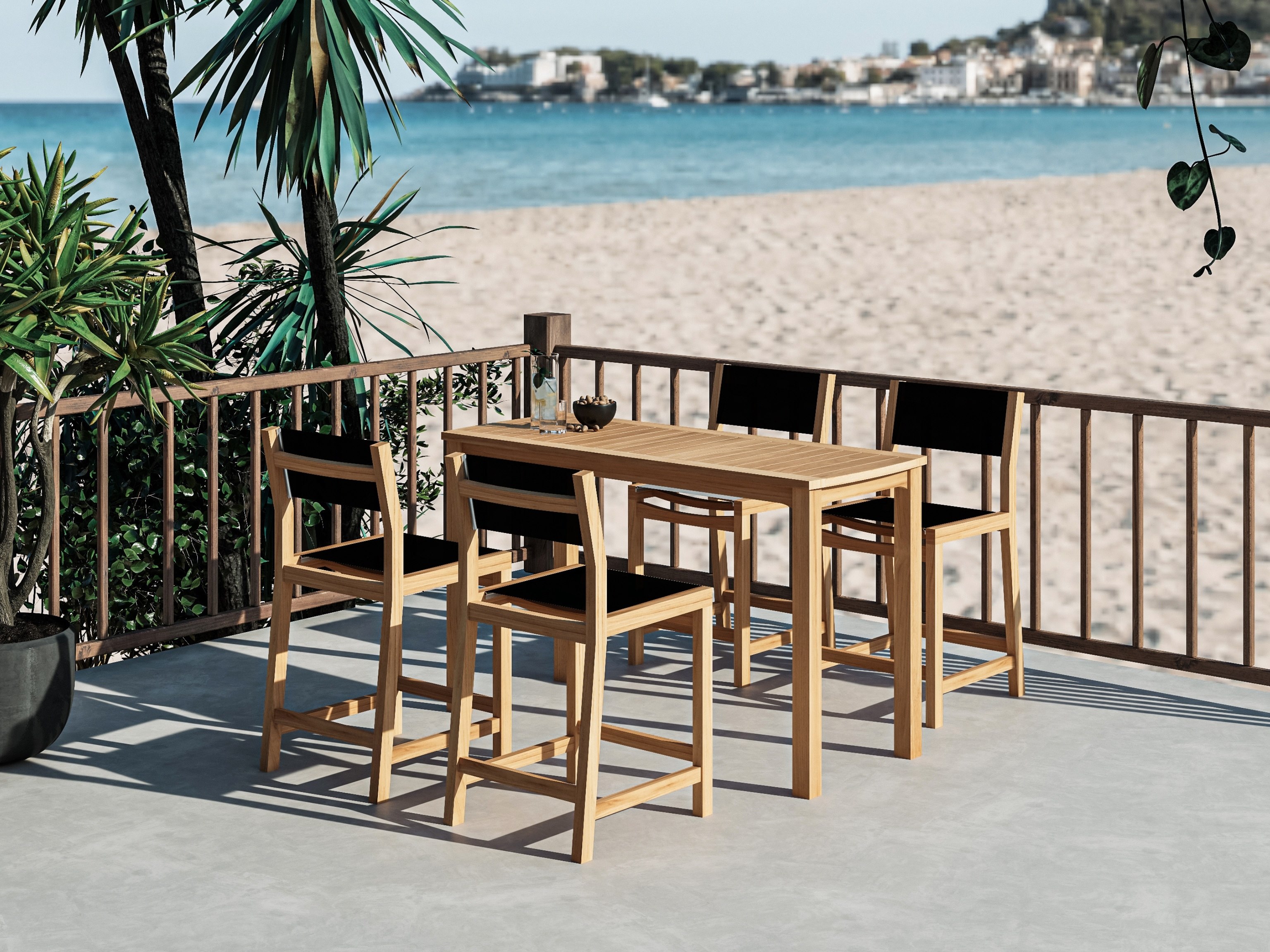 HiTeak Pearl Wood Black Teak Dining Set