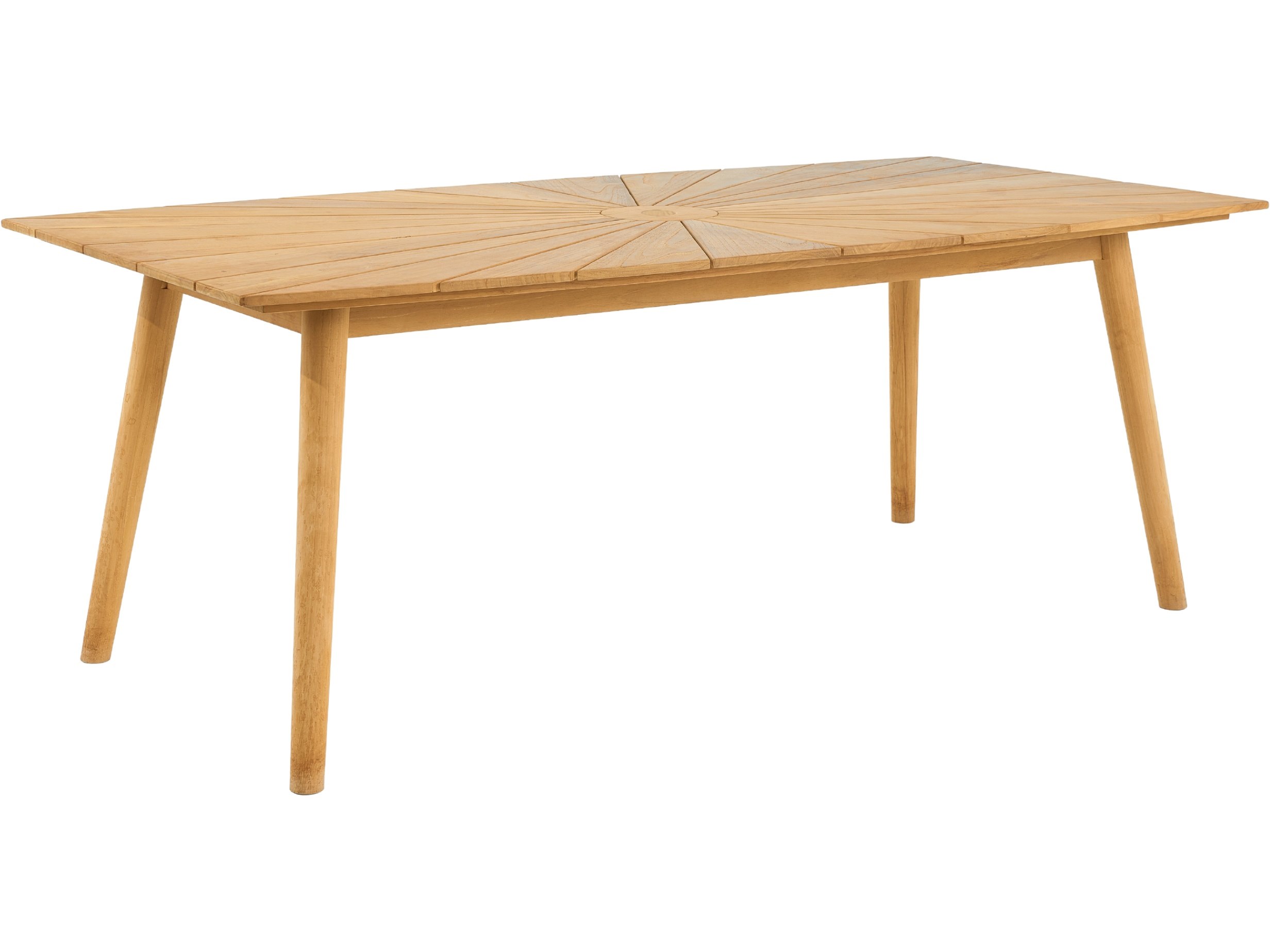 HiTeak Cambria Wood Teak Rectangular Umbrella Hole Dining Table