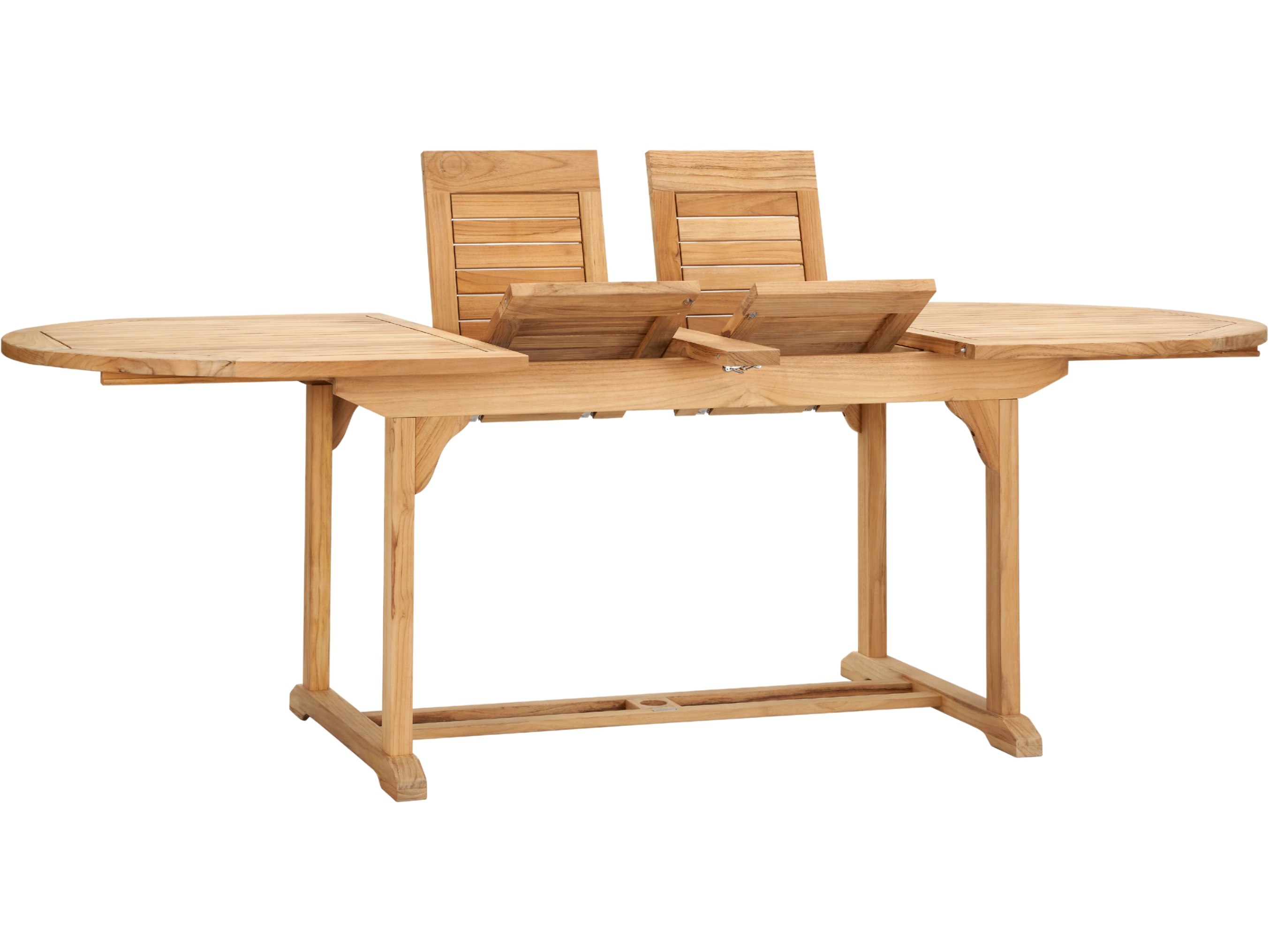 HiTeak January Wood Teak Oval Umbrella Hole Dining Table