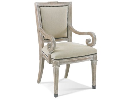 Hickory White Urban Loft Beech Wood Beige Upholstered Arm Dining Chair