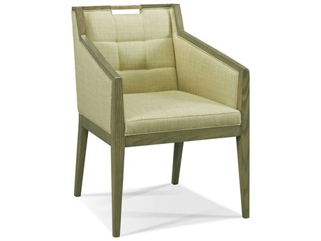 Hickory White Odyssey Ash Wood Beige Upholstered Morris Arm Dining Chair