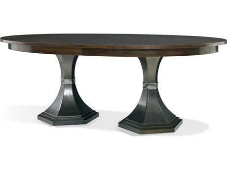 Hickory White Classic Modern Oval Wood Charbrown Dining Table