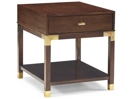Hickory White Trellis Rectangular Wood Modern Walnut End Table
