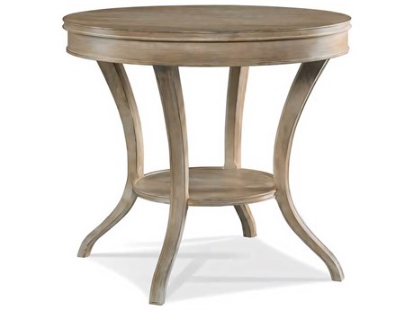 Hickory White Maison Round Wood Stone End Table