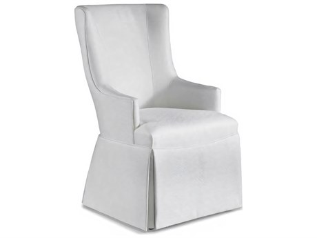 Hickory White Central Park Maple Wood Upholstered Brooklyn Host Skirted Arm Dining Chair