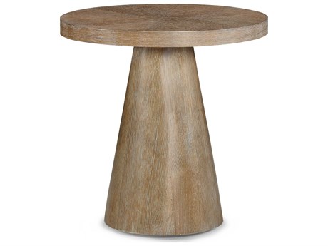 Hickory White Central Park Round Wood Vintage Grey Ray End Table