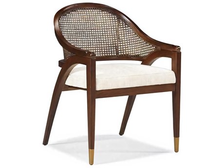Hickory White Journey The World Oak Wood Brown Upholstered Arm Dining Chair