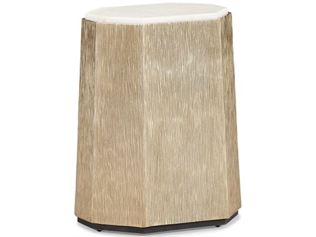 Hickory White Journey The World Hexagon Marble Champagne Gold Textured Sydney Spot End Table