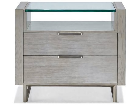 Hickory White Modern Retreat 2-Drawers Gray Ash Wood Nightstand