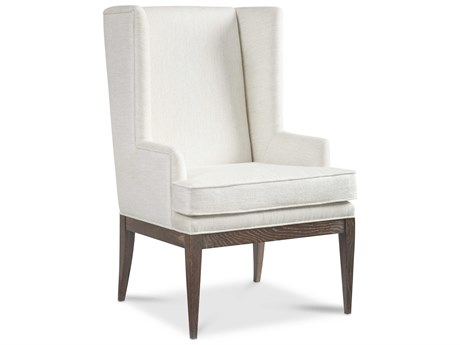 Hickory White Navarre Oak Wood Upholstered Arm Dining Chair