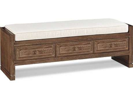 Hickory White Navarre Cordoba Brown Upholstered Accent Bench