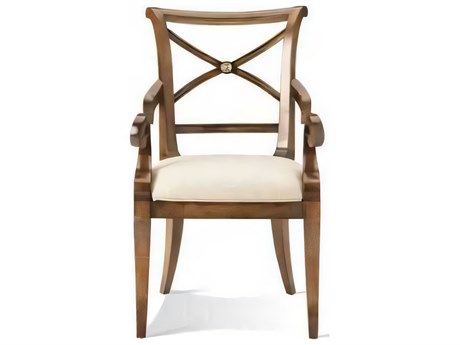 Hickory White Metropolitan Classics Beech Wood Brown Upholstered Kristen Arm Dining Chair