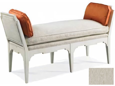 Hickory White Custom Elements Upholstery Washed Linen Gray Upholstered Accent Bench