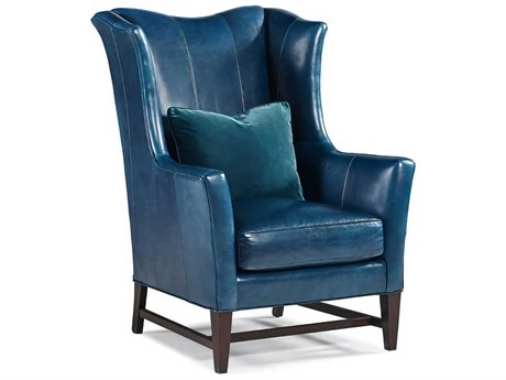 Hickory White Custom Elements Upholstery Green Leather Accent Chair