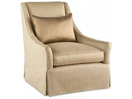 Hickory White Custom Elements Upholstery Tan Fabric Swivel Accent Chair