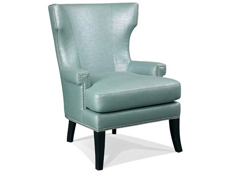 Hickory White Custom Elements Upholstery Blue Fabric Wing Accent Chair