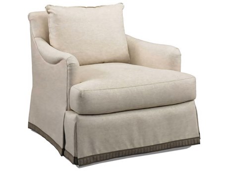 Hickory White Custom Elements Upholstery Beige Fabric Skirted Accent Chair