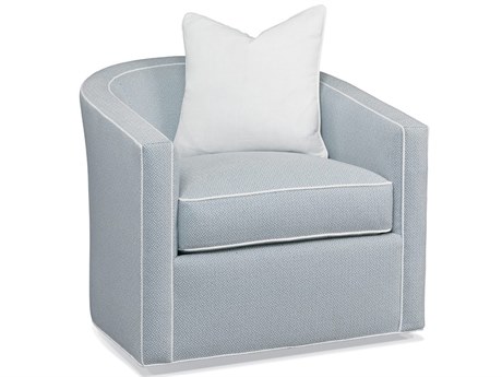 Hickory White Custom Elements Upholstery Swivel Blue Fabric Accent Chair