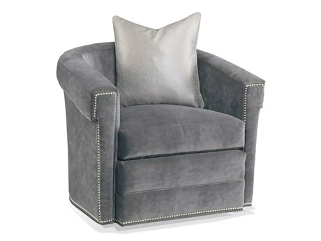 Hickory White Custom Elements Upholstery Swivel Gray Fabric Accent Chair