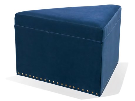 Hickory White Blue Upholstered Ottoman