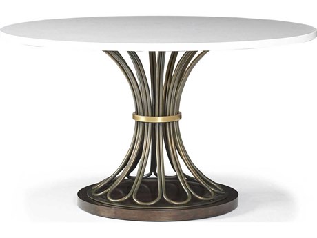 Hickory White Custom Elements Table Works Round Wood Sugar Dining Table