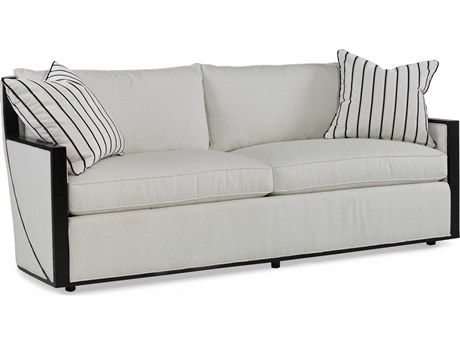 Hickory White Custom Elements Upholstery Cafe Noir Gray Upholstered Sofa