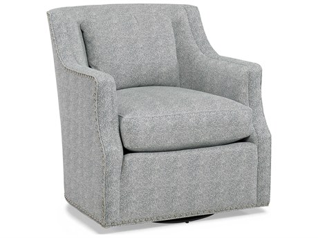 Hickory White Custom Elements Upholstery Swivel Gray Fabric Accent Chair